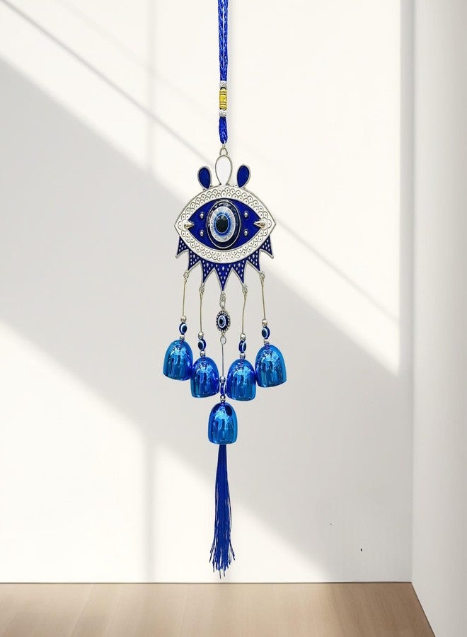 Ryme Feng Shui Evil Eye Wind Chimes with 5 Bells for Main Door Balcony Wall Hanging for Positive Vibes & Removes Negative Energy (Thread) - Image 1